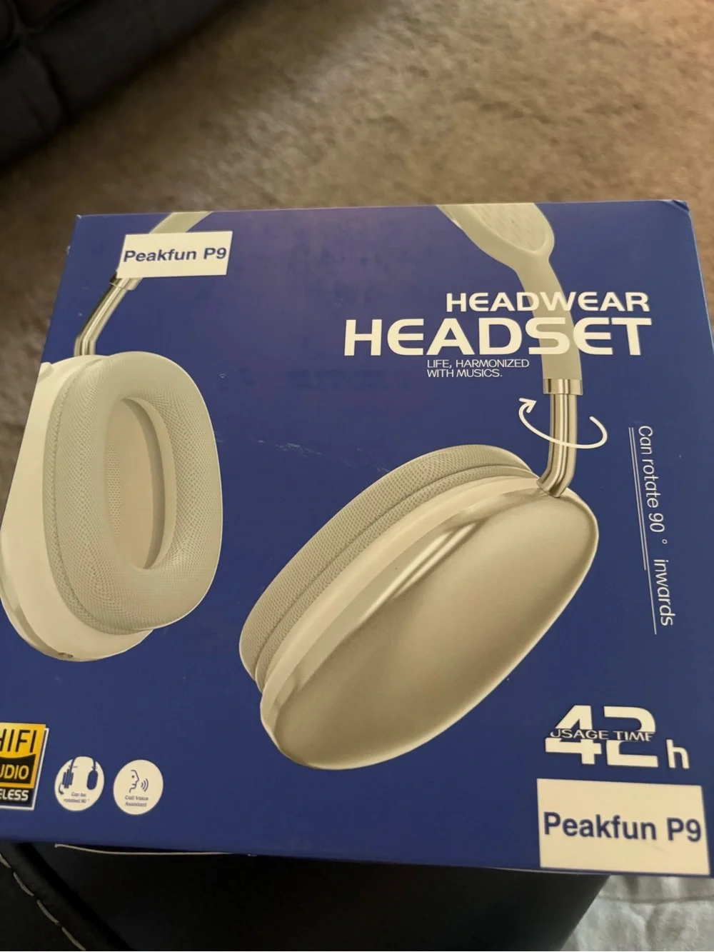Peakfun P9 Wireless Headset Silver Over-Ear Comfort